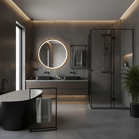 Elegancki, podwójny wieszak na ręczniki Casia II. Wykonany z trwałego, czarnego metalu. Stabilna konstrukcja na podstawie