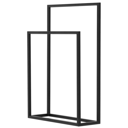 Elegancki, podwójny wieszak na ręczniki Casia II. Wykonany z trwałego, czarnego metalu. Stabilna konstrukcja na podstawie