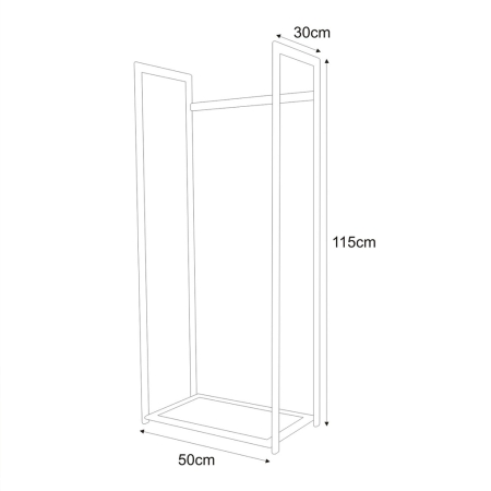 Duży, metalowy stojak na drewno kominkowe Firebox o wysokości 80 cm. Elegancki kosz do salonu w stylu loft lub nowoczesnym.
