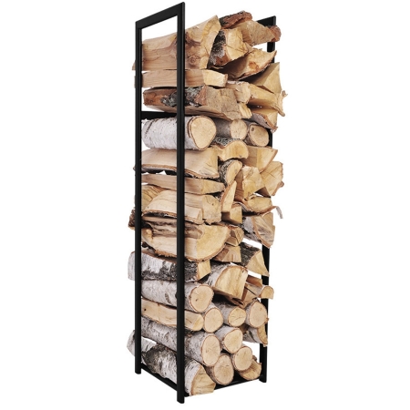 Wysoki i smukły stojak kominkowy Firebox M o wysokości 115 cm. Elegancki kosz na drewno do salonu w stylu nowoczesnym i loft.