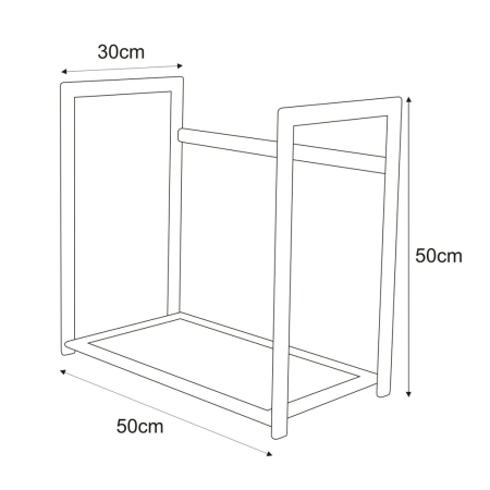 Największy i najbardziej pojemny stojak na drewno Firebox L (115 cm). Wykonany z trwałego, czarnego metalu malowanego proszkowo.
