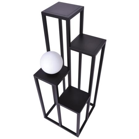 Kwietnik z lampą Coral XL, 100 cm elegancki, czarny metalowy stojak. Połączenie kwietnika i oświetlenia do salonu i sypialni