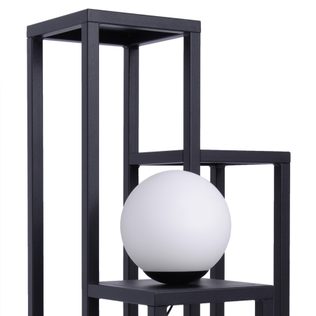 Kwietnik z lampą Coral XL, 100 cm elegancki, czarny metalowy stojak. Połączenie kwietnika i oświetlenia do salonu i sypialni