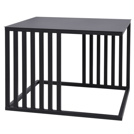 Stolik industrialny lamele pręty czarny metalowy ława nowoczesny kwadratowy 40 cm front