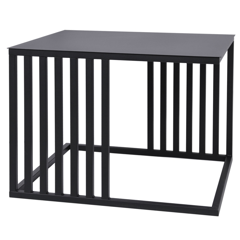 Stolik industrialny lamele pręty czarny metalowy ława nowoczesny kwadratowy 40 cm front