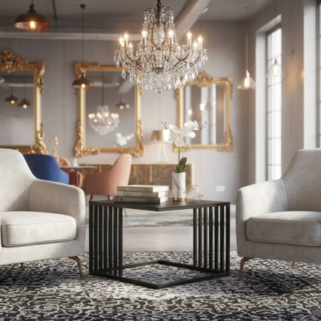 Stolik kawowy Verto 60x60 cm Czarny Metalowy Kwadratowy | Loft