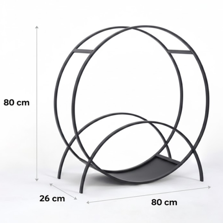 Stojak na drewno Ringo Arc L 80 cm Czarny Okrągły | Metalowy Premium