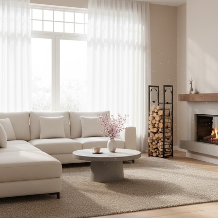 Stojak na drewno VertiLeaf M 115cm – Czarny Pionowy Liść Loft