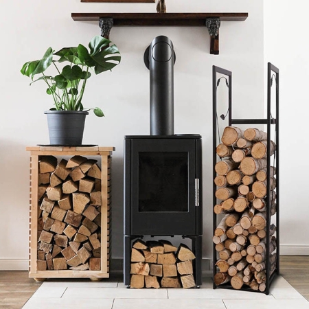 Stojak na drewno VertiLeaf M 115cm – Czarny Pionowy Liść Loft