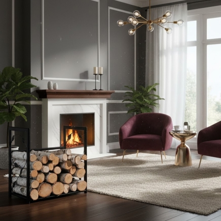 Ma³y, elegancki stojak na drewno VertiLeaf S  idealny do mniejszych wnêtrz.