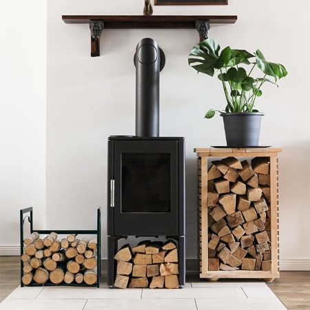 Stojak na drewno VertiLeaf S 50cm – Czarny Metalowy Liść Loft