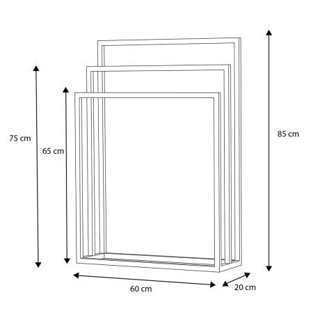 Potrójny wieszak na ręczniki Casia III 85 cm – Biały Metal Loft