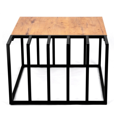 Stolik dekoracyjny Vetro 70cm – Loftowy stolik kawowy Dąb/Czarny