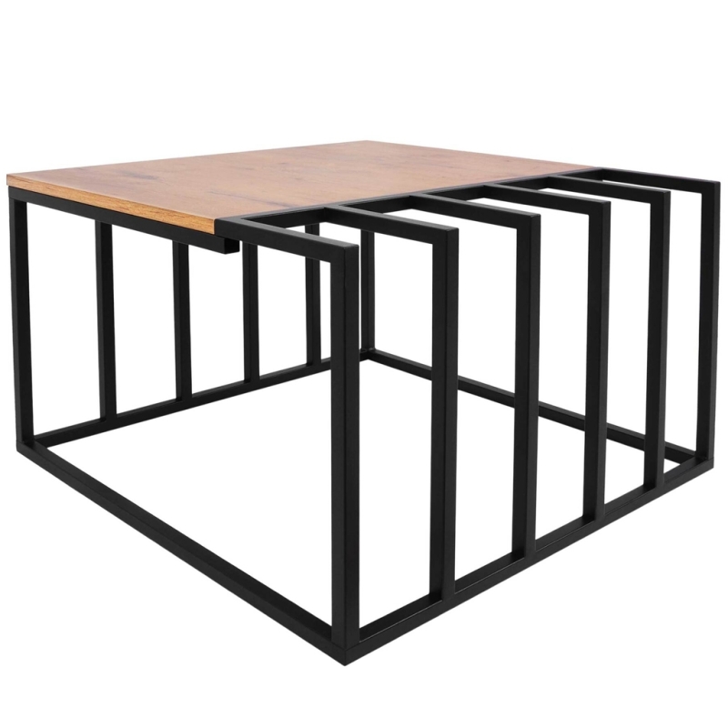 Stolik dekoracyjny Vetro 70cm – Loftowy stolik kawowy Dąb/Czarny