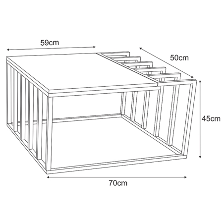 Stolik dekoracyjny Vetro 70cm – Loftowy stolik kawowy Dąb/Czarny