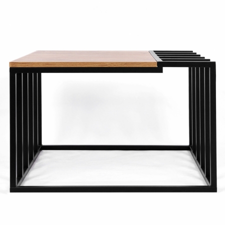 Stolik dekoracyjny Vetro 70cm – Loftowy stolik kawowy Dąb/Czarny