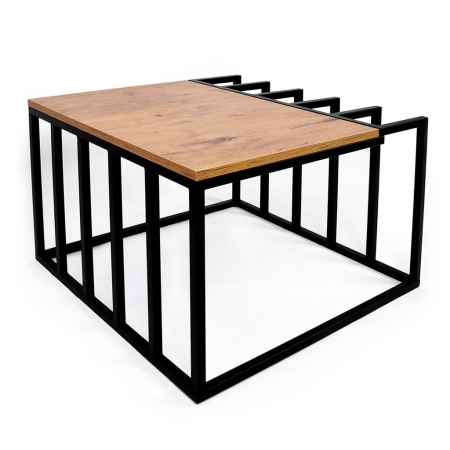Stolik dekoracyjny Vetro 70cm – Loftowy stolik kawowy Dąb/Czarny