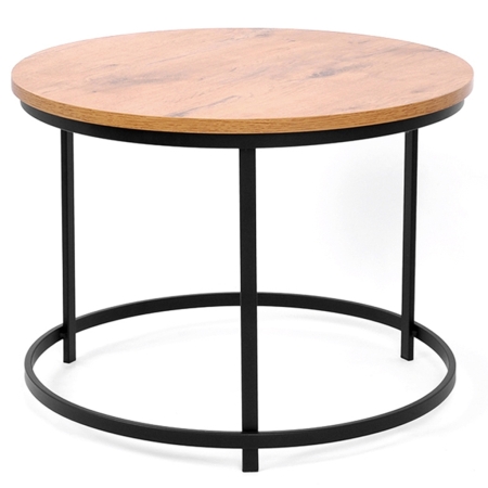 Stolik kawowy Aristo II 60x60cm – Czarny Metalowy Dąb Loft