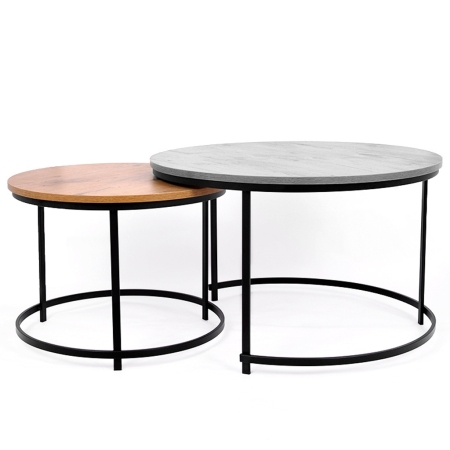 Stolik kawowy Aristo II 60x60cm – Czarny Metalowy Dąb Loft