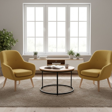 Stolik kawowy Aristo II 60x60cm – Czarny Metalowy Dąb Loft