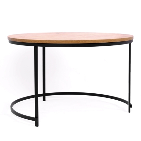 Stolik kawowy Aristo I 80cm – Duży Okrągły Loft Dąb/Czarny