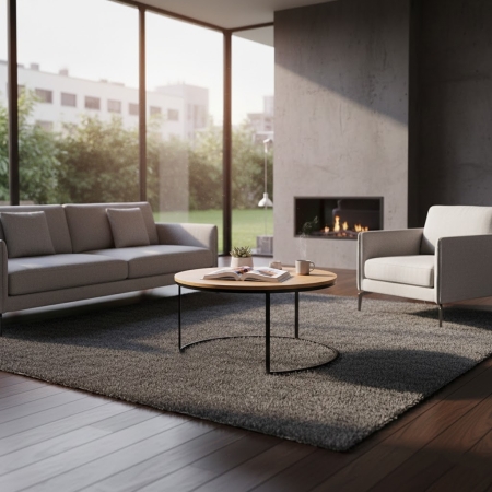 Stolik kawowy Aristo I 80cm – Duży Okrągły Loft Dąb/Czarny