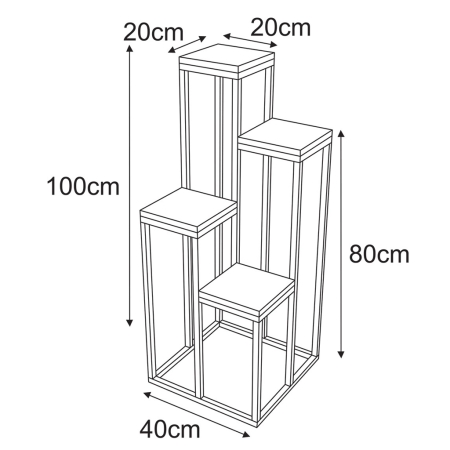 Kwietnik Kaskadowy Coral XL Wood 80cm – Dębowy Loft 4 Poziomy
