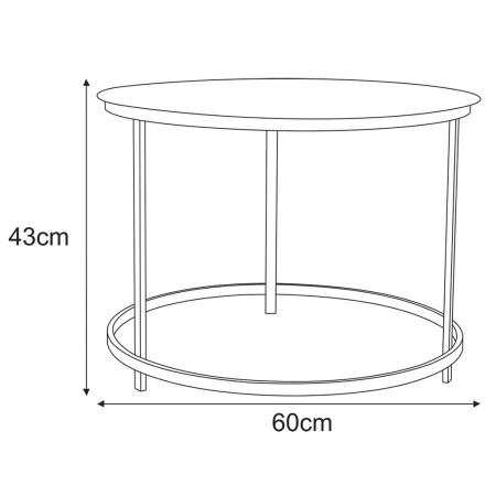 Stolik kawowy Aristo II 60cm – Czarny Metalowy Loft Minimal