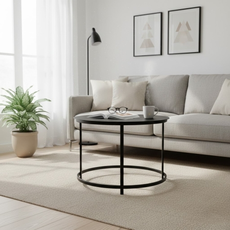 Stolik kawowy Aristo II 60cm – Czarny Metalowy Loft Minimal