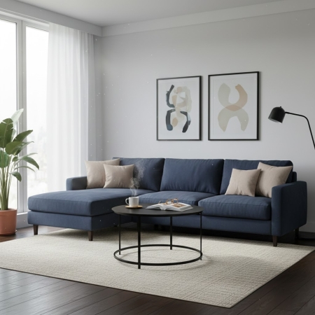 Stolik Aristo Grande 80x50 cm  czarny okr¹g³y stolik kawowy z metalowymi nogami. Du¿y, nowoczesny stolik do salonu w stylu indu