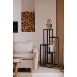 Czarny stolik CLEO 60 cm  metalowy stolik z pó³k¹