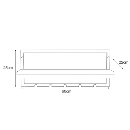 Wieszak ścienny Orion 60cm z półką – Czarny Metalowy Loft