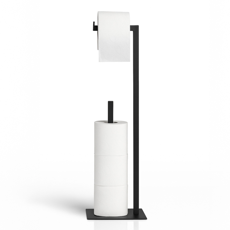 Stojak na papier toaletowy Stilo Du¿y Kwadrat  czarny metalowy stojak z rezerw¹. Nowoczesny dodatek do ³azienki w stylu loft. S
