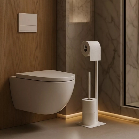 Stojak na papier toaletowy Stilo Du¿y Kwadrat  czarny metalowy stojak z rezerw¹. Nowoczesny dodatek do ³azienki w stylu loft. S