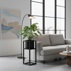 Kwietnik Coral M 60 cm  czarny metalowy stojak na kwiaty