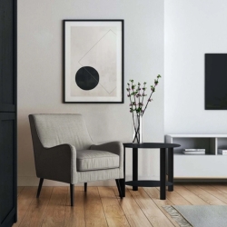 Czarny stolik CLEO 60 cm – metalowy stolik z półką