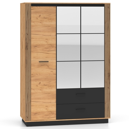 Szafa AMBER 02 trzydrzwiowa z lustrem i szufladami 150x210 cm – elegancka i funkcjonalna garderoba