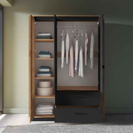 Szafa AMBER 02 – trzydrzwiowa szafa z lustrem | Pojemna garderoba