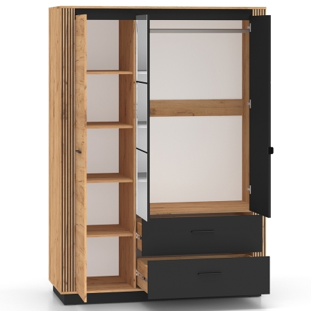 Szafa AMBER 02 – trzydrzwiowa szafa z lustrem | Pojemna garderoba
