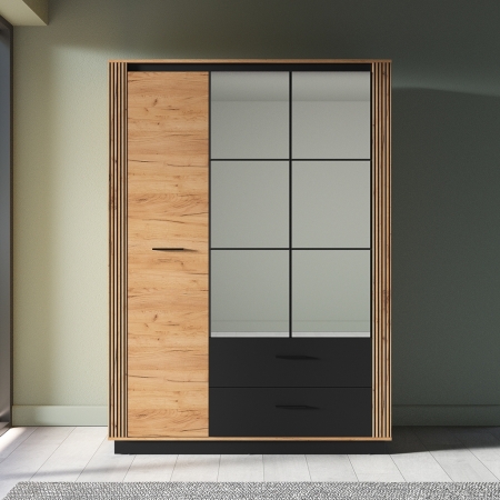 Szafa AMBER 02 – trzydrzwiowa szafa z lustrem | Pojemna garderoba