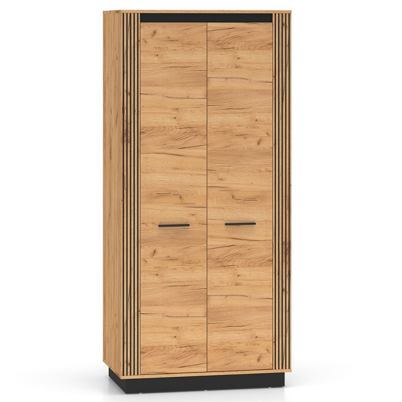 Szafa AMBER 03 – dwudrzwiowa szafa z półkami i drążkiem