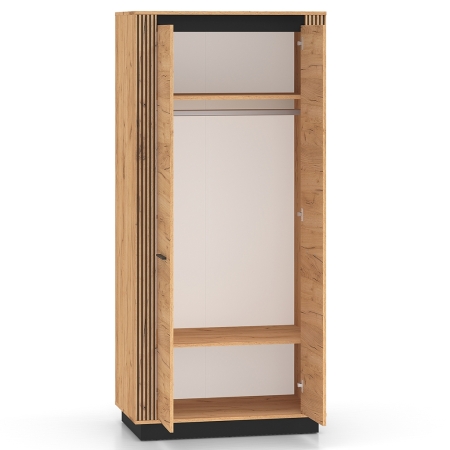 Szafa AMBER 03 – dwudrzwiowa szafa z półkami i drążkiem