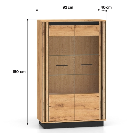 Witryna AMBER 05 – przeszklona niska witryna z półkami
