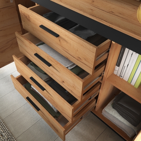 Komoda AMBER 06 loftowa 160 cm – szeroka komoda z szufladami