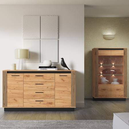 Komoda AMBER 06 loftowa 160 cm – szeroka komoda z szufladami