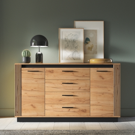 Komoda AMBER 06 loftowa 160 cm – szeroka komoda z szufladami