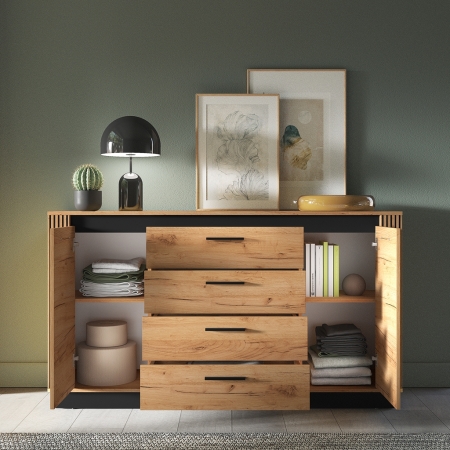 Komoda AMBER 06 loftowa 160 cm – szeroka komoda z szufladami