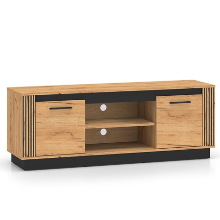 Szafka RTV AMBER 08 dąb craft 150 cm – nowoczesna szafka pod telewizor z półką i zamykanymi szafkami