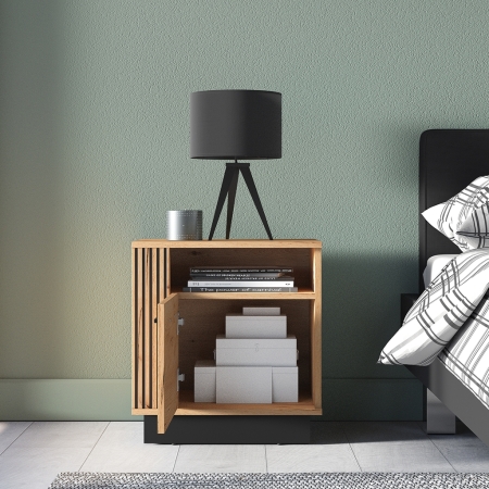 Szafka nocna AMBER 09 – szafka nocna dąb craft złoty & czarny