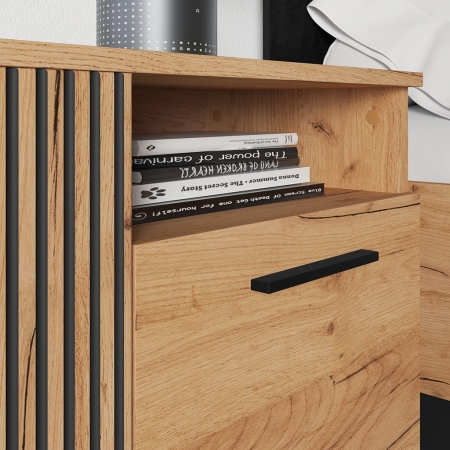 Szafka nocna AMBER 09 – szafka nocna dąb craft złoty & czarny